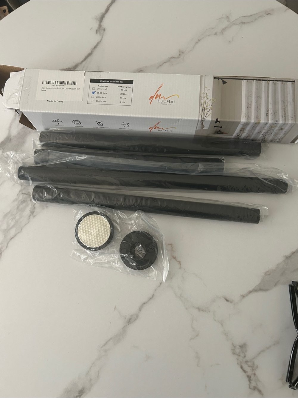 DuraMart Black Shower Curtain Rod